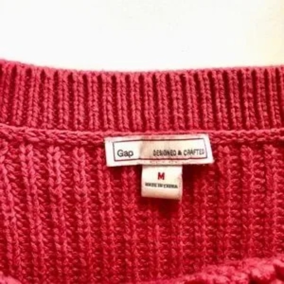 Gap Cable Knit Chunky Coral Coast Salmon Crew Neck Sweater Size M - Picture 5 of 11